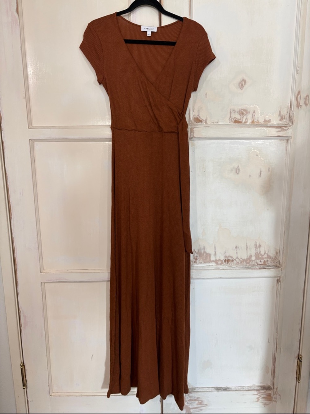 Gilli Rust Brown Wrap-Style Maxi Dress